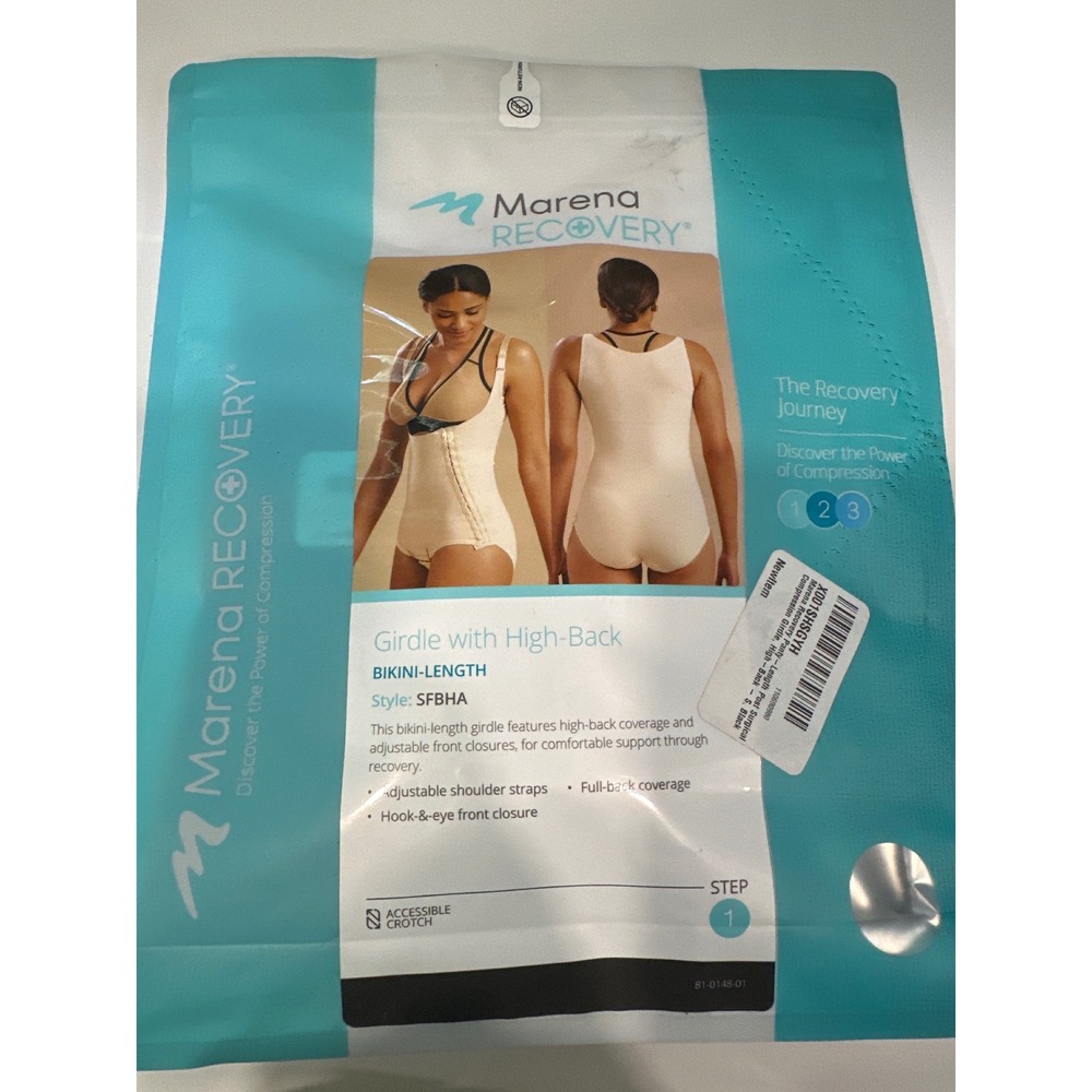 Marena Recovery Girdle High-Back Bikini Bodysuit Compression SFBHA Black Small - Picture 2 of 4